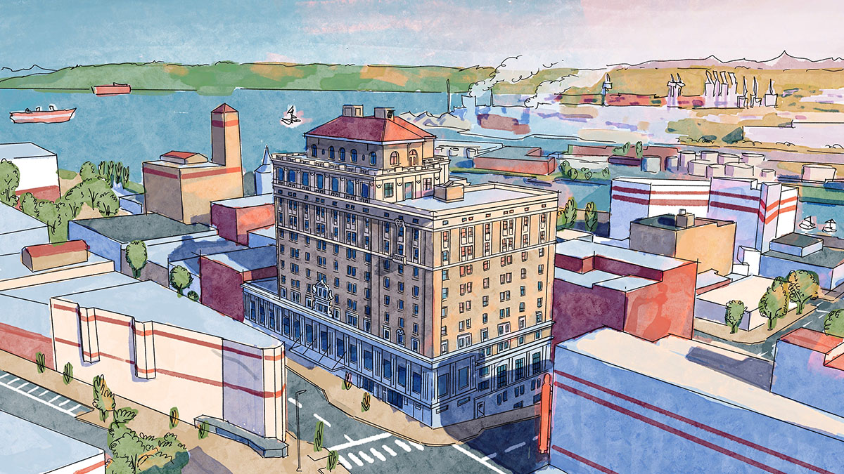 Illustration of the Winthrop Hotel in Tacoma